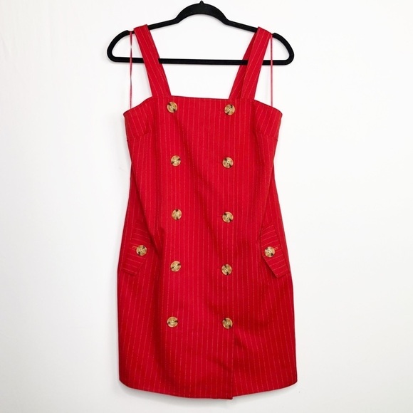 C/MEO collective Red pinstripe pinafore double breasted dressed - Picture 1 of 10
